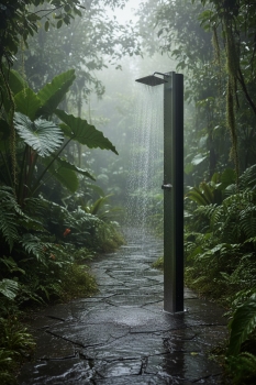 Solardusche ROYAL DELUXE-Chromstahl - 30liter - eckiger Duschkopf